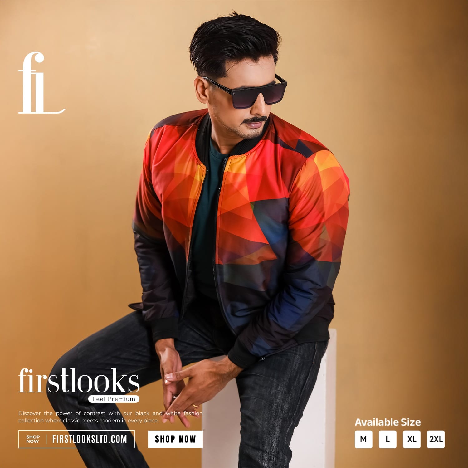 Code: S-403 (Diamond Orange) | Premium Padding Jacket for Men's - Image 2