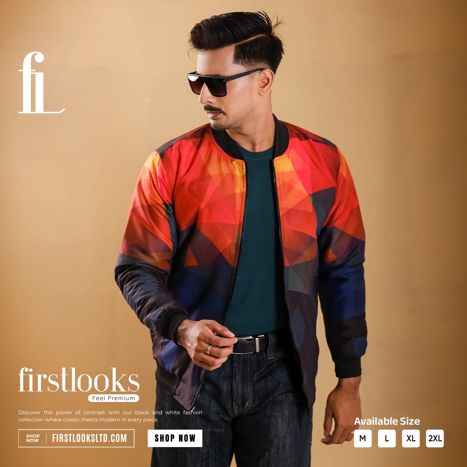 Code: S-403 (Diamond Orange) | Premium Padding Jacket for Men's - Image 3