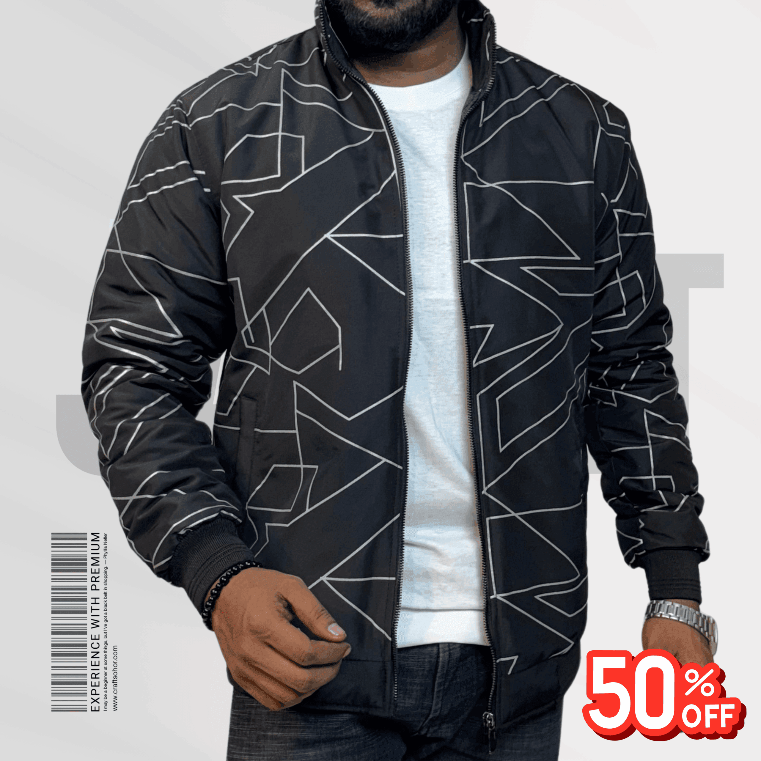 Code: P-601 (BLACK)| Premium Pedding Jacket for Men's